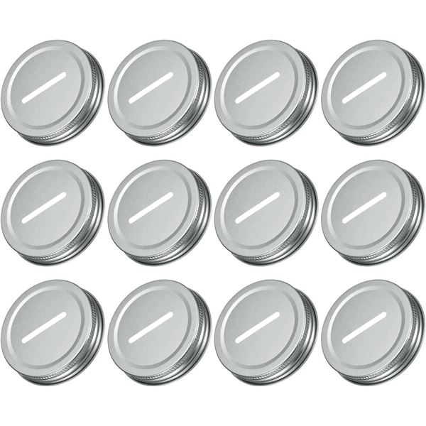 50PCS Coin Slot Lids for Mason Jars (2.76"/70mm) Tin Plate Caps for Canning Jars - New