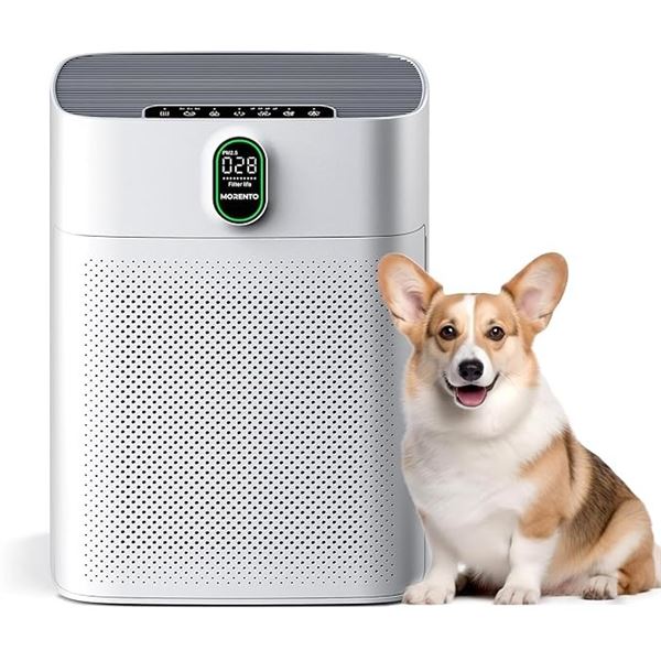 MORENTO Air Purifier for Home; Covers 1076 Sq. Ft. w/ Air Quality Sensor; 24dB White - New (Dmg Box)