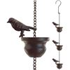 Image 4 : Decorative Rain Chains for Gutters (11.1 FT Length) Rustic Iron Bird 12-Cup Design for Downspouts