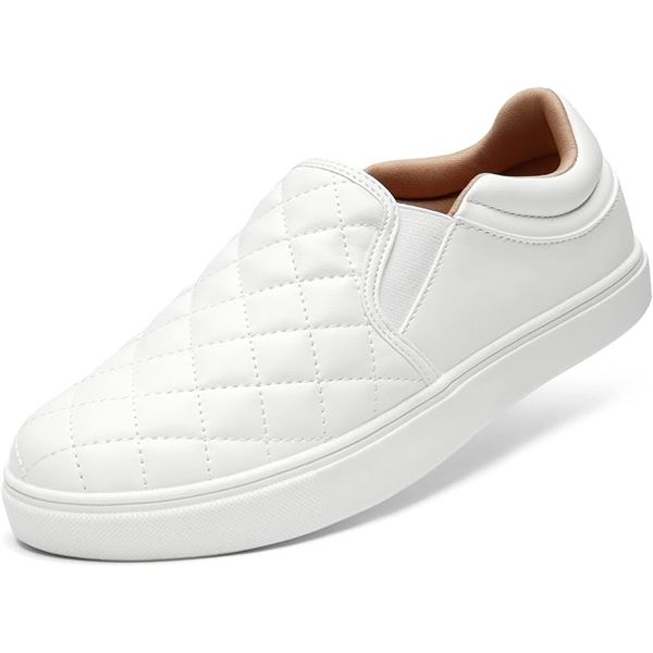 STQ White Slip-On Shoes/Quilted Loafers for Women (Size 8) - New (Damaged Box)