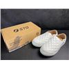 Image 2 : STQ White Slip-On Shoes/Quilted Loafers for Women (Size 8) - New (Damaged Box)