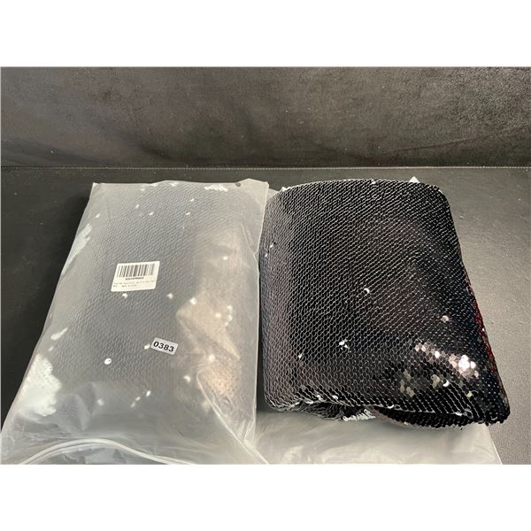 2 Packs of Sensory Wall Sequin Flip Fabric (2 Yards Each) Black/White Reversible Glitter Fabric; New