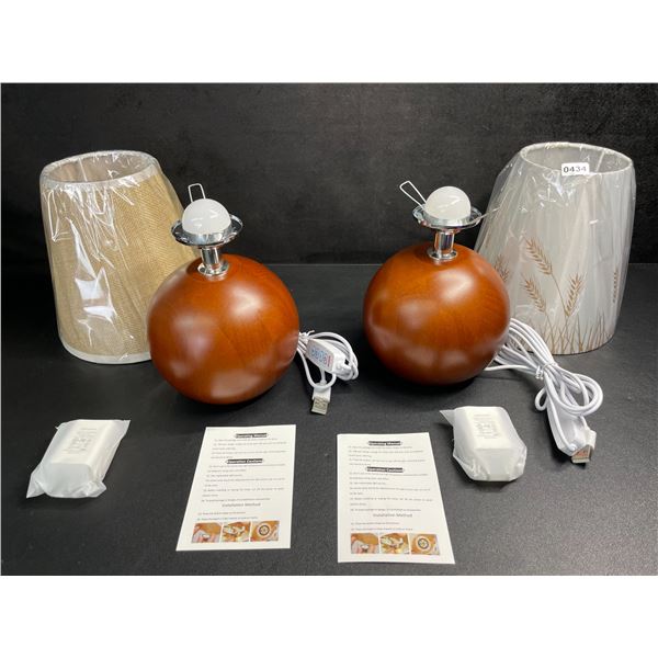 Lot of 2 Bedside Table Lamps with Chic/Boho Design Lampshades - New in Box!