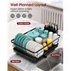 Image 3 : Sakugi Large Dish Drying Rack with Drain Board for Kitchen Counter - Durable Design (Black) New