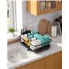 Image 9 : Sakugi Large Dish Drying Rack with Drain Board for Kitchen Counter - Durable Design (Black) New