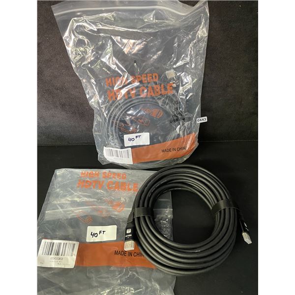 Lot of 2 High-Speed 4K UHD 40FT-Long HDMI Cords - Brand New