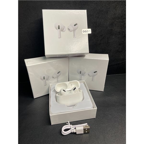 Lot of 3 Air-Pod Style Wireless Bluetooth Earbuds with Charging Cases - New Sealed!