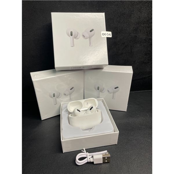 Lot of 3 Air-Pod Style Wireless Bluetooth Earbuds with Charging Cases - New Sealed!