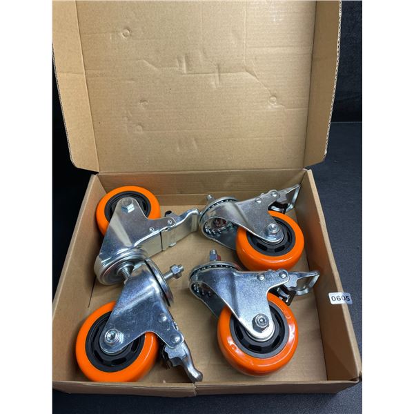Lot of 4PCS Heavy-Duty 3-Inch Stem Swivel Caster Wheels - New in Box!