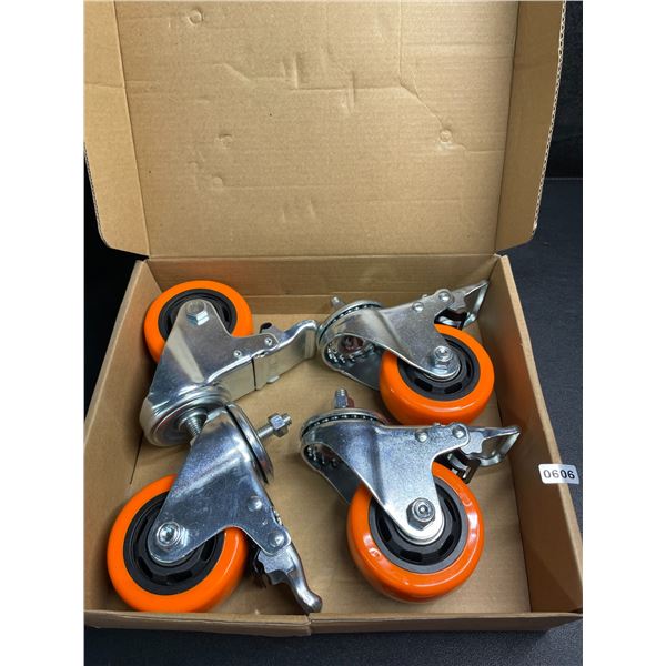 Lot of 4PCS Heavy-Duty 3-Inch Stem Swivel Caster Wheels - New in Box!