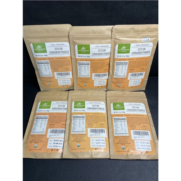 6 Packs of 100% Organic Ceylon Cinnamon Powder (100g Each) New Sealed (Exp: NOV 2026)
