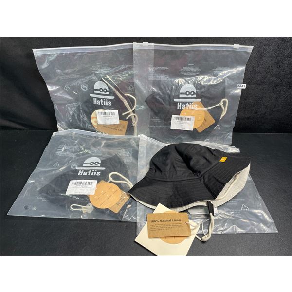 Lot of 4 Hatiis Baby/Toddler/Kids Sun Hats - UPF 50+ Sun Protection Bucket Hats (Black) - New