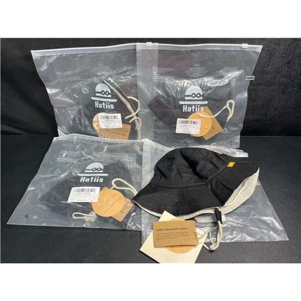 Lot of 4 Hatiis Baby/Toddler/Kids Sun Hats - UPF 50+ Sun Protection Bucket Hats (Black) - New