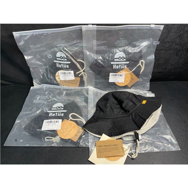 Lot of 4 Hatiis Baby/Toddler/Kids Sun Hats - UPF 50+ Sun Protection Bucket Hats (Black) - New