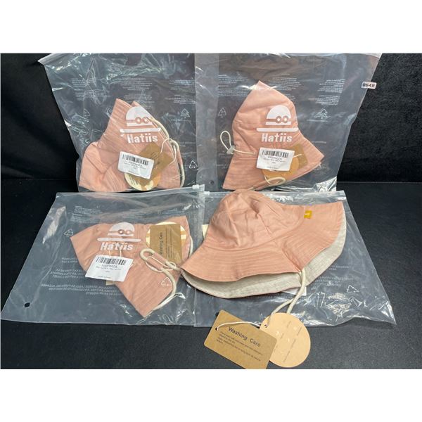 Lot of 4 Hatiis Baby/Toddler/Kids Sun Hats - UPF 50+ Sun Protection Bucket Hats (Pink) - New