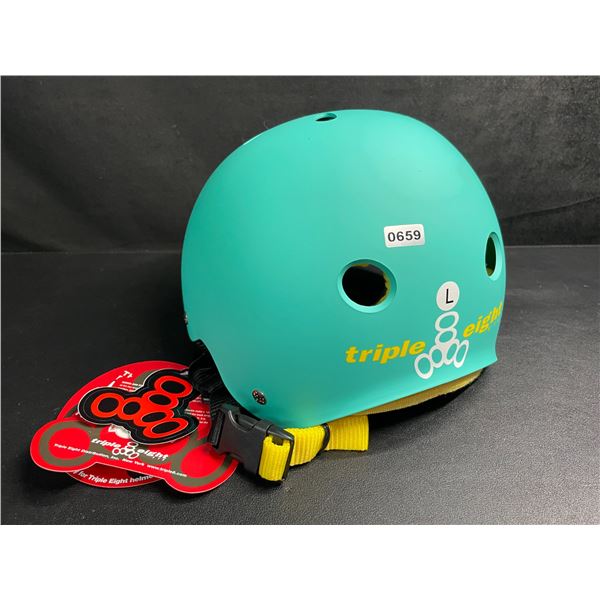 Triple Eight Certified Sweatsaver Bike/Sports Helmet - Size L- Teal/Yellow - New with Tags!