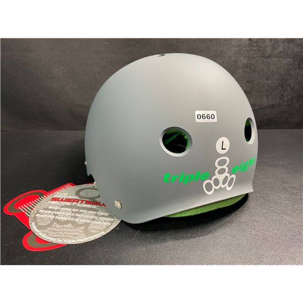 Triple Eight Certified Sweatsaver Bike/Sports Helmet - Size L- Grey/Green - New with Tags!
