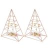Image 1 : Lot of 2 Rose Gold 4-Tier Pyramid Jewelry Organizers/Holders with Tray - 12" Tall - New