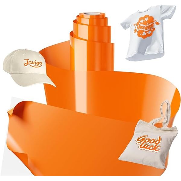 35FT Roll of Heat Transfer Vinyl (Orange) Iron-On HTV for Cricut/Heat Press Crafts/Custom Shirts New