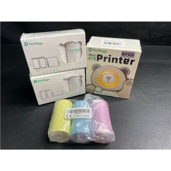 PeriPage A6 Mini Bluetooth Portable Thermal Printer with 3 Packs of Thermal Paper - New Sealed!