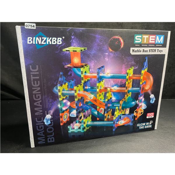 STEM Marble Run Glow-In-The-Dark Magnetic Block Toy Set (110PCS) - New Sealed!