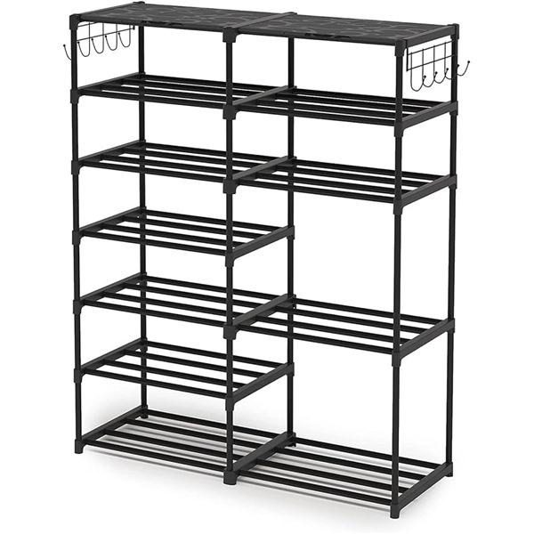 7-Tier Metal Shoe Rack Tower/Shoe Storage Organizer Shelf; Holds 24-30 Pairs - New in Box