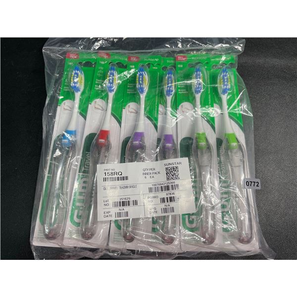 6-Pack of G.U.M. Travel/Foldable Toothbrushes with Built-In Case - New Sealed