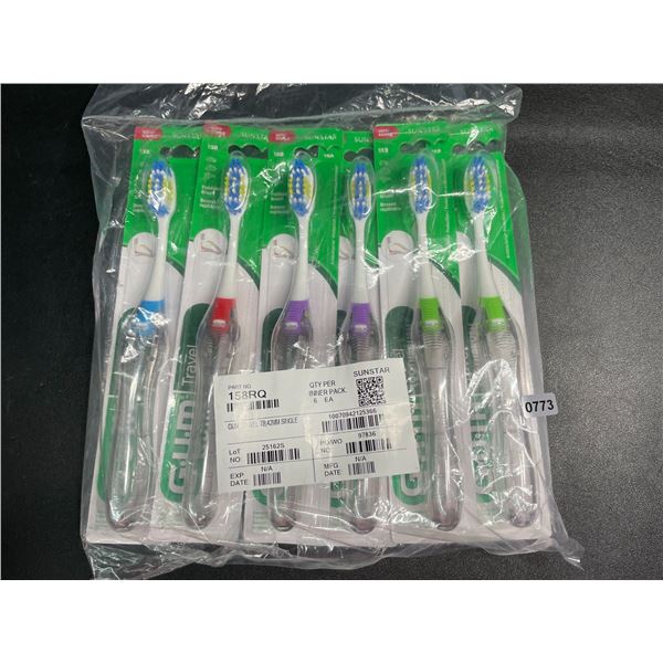 6-Pack of G.U.M. Travel/Foldable Toothbrushes with Built-In Case - New Sealed