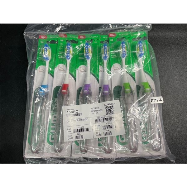 6-Pack of G.U.M. Travel/Foldable Toothbrushes with Built-In Case - New Sealed
