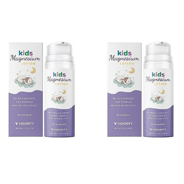 2 Boxes of Vigority Kids Magnesium Sleep Lotions (Lavender) 118g - For Kids/Toddlers - New Sealed