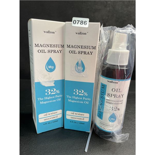 Lot of 2 Wallzon Magnesium Oil Sprays (120ml) 32% High Purity Magnesium Oil - New
