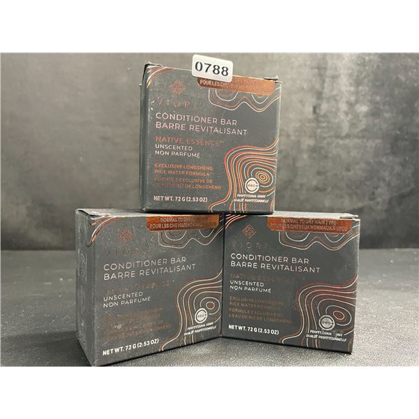 3 Boxes Viori Native Essence Premium Hair Conditioner Bars with Rice Water - Unscented (72g) - New