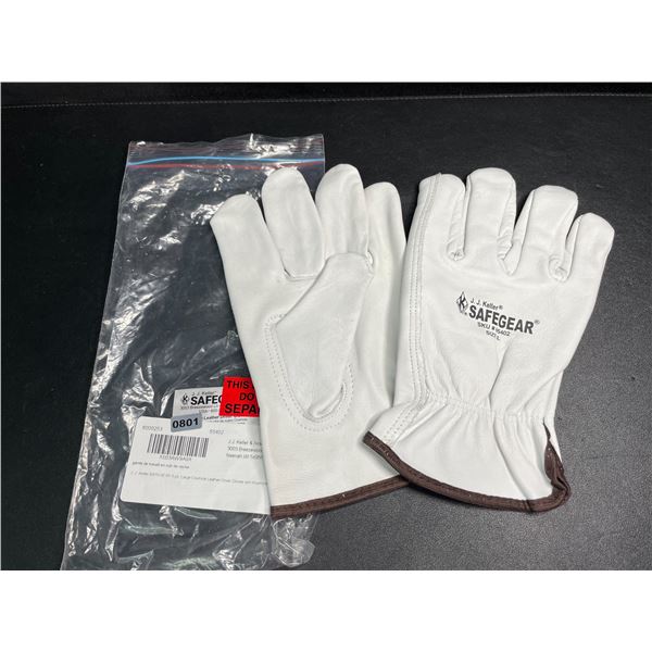 1 Pair of J.J. Keller Safegear Cowhide Leather Driver Gloves (Size L) - New