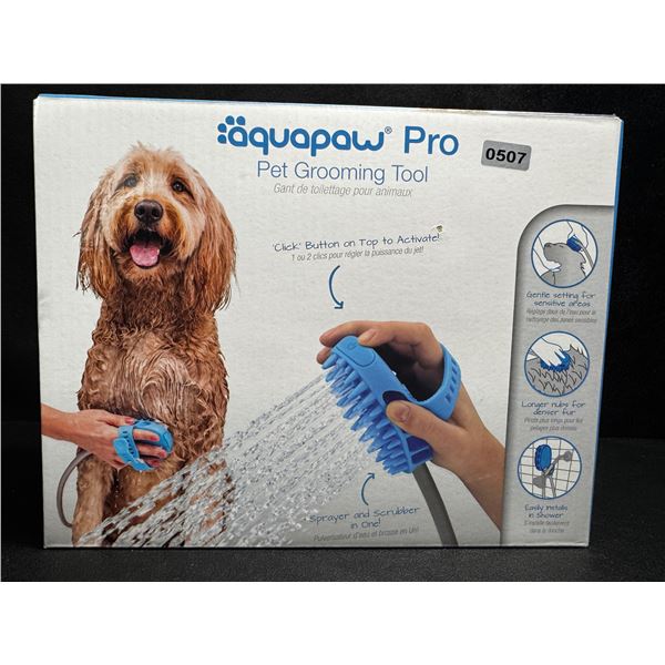 Aquapaw Pro Pet Grooming Tool - Sprayer and Scrubber Tool in One with Hose & Shower Attachment - New