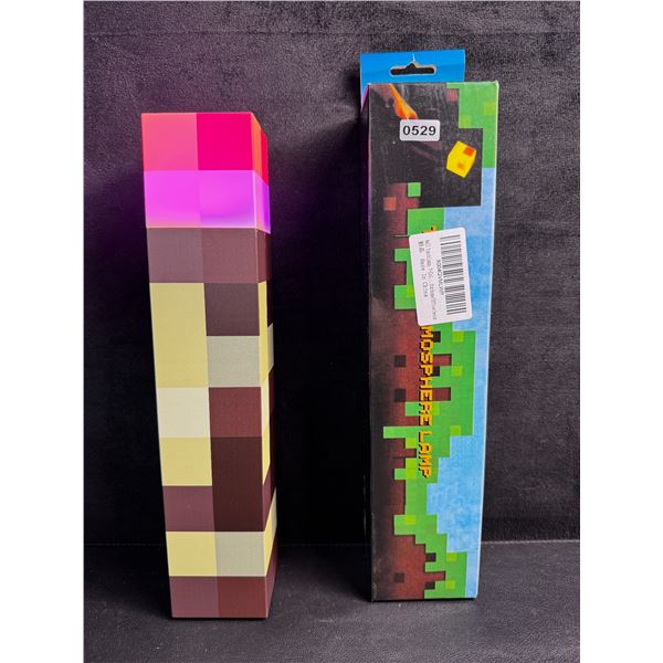 Minecraft Light-Up Wall Torch Lamp - USB-Rechargeable; Multi-Color Effects - New