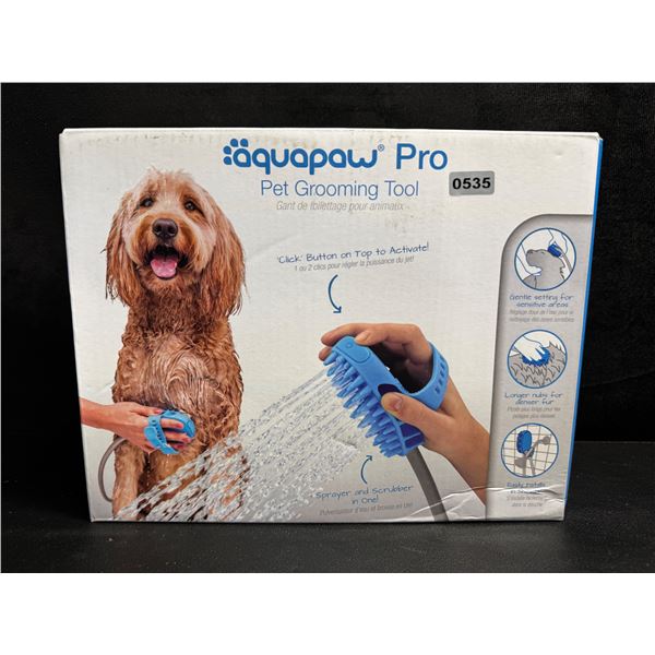 Aquapaw Pro Pet Grooming Tool - Sprayer and Scrubber Tool in One with Hose & Shower Attachment - New