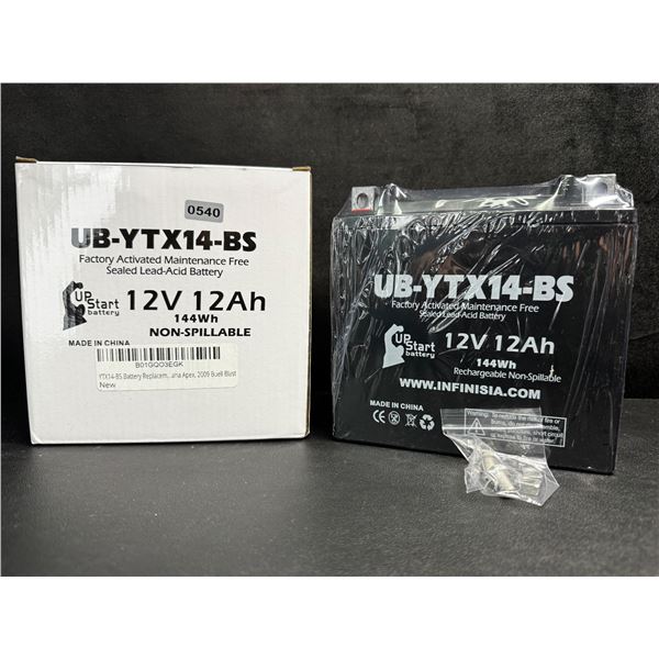 Up Start Battery UB-YTX14-BS 12V 12Ah 144Wh Sealed Lead Acid Battery - New