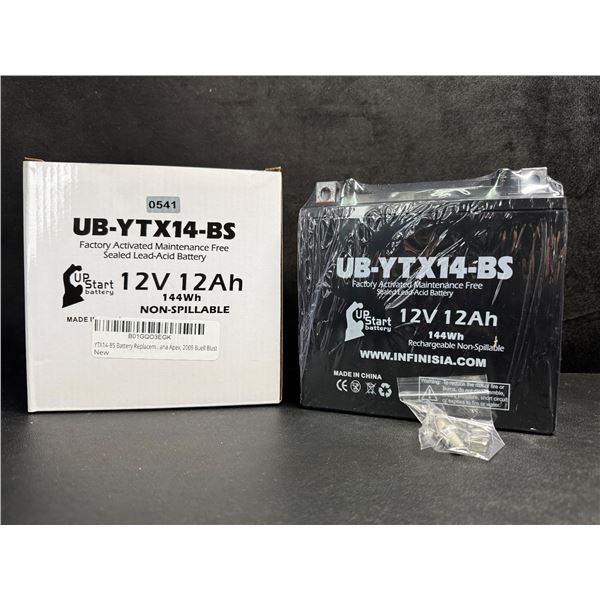 Up Start Battery UB-YTX14-BS 12V 12Ah 144Wh Sealed Lead Acid Battery - New