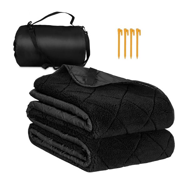 Northroad Black Poly/Wool Hybrid Camping Blanket 82x55inch - New