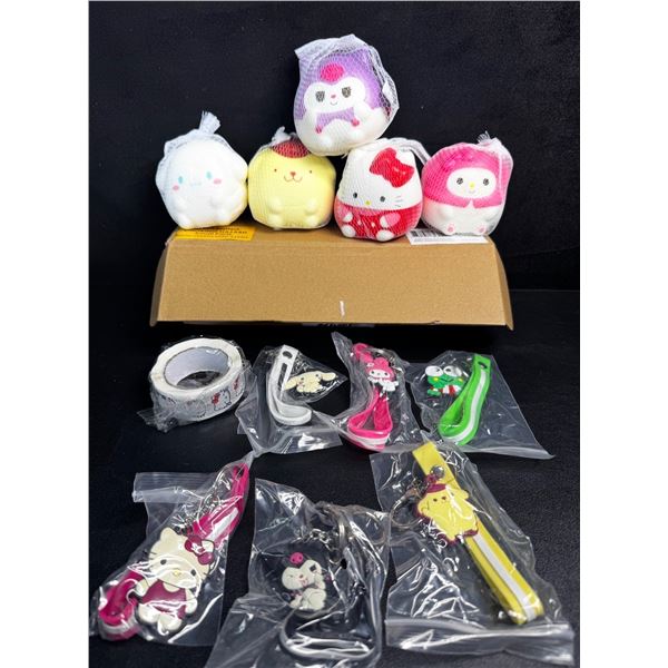 12PC Hello Kitty & Friends Squishies/Keychains/Sticker Set - New in Box