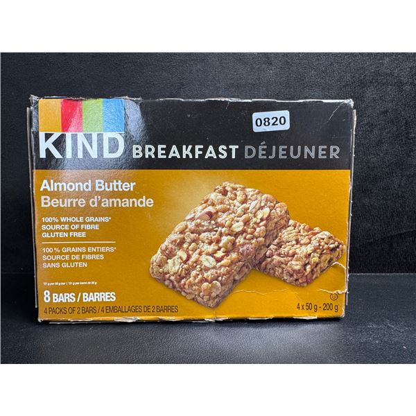 Kind 4x200G Breakfast Almond Butter Bars - 4 Packs with 2 in Each - New