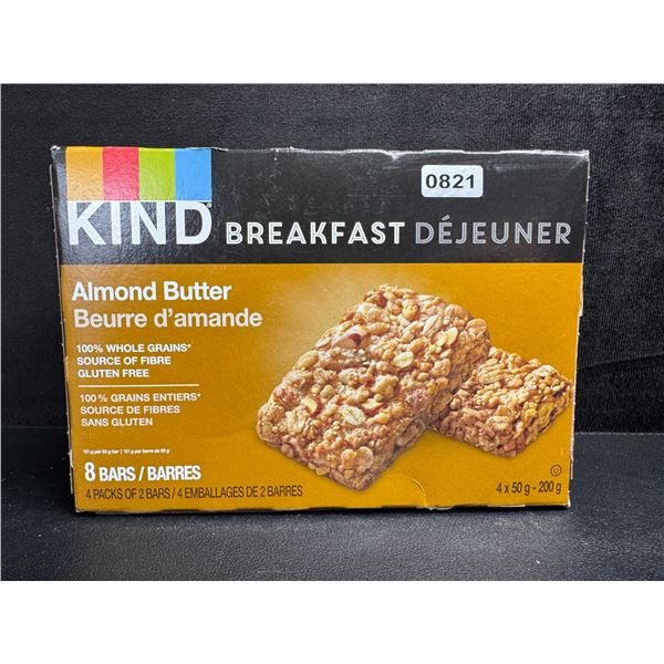 Kind 4x200G Breakfast Almond Butter Bars - 4 Packs with 2 in Each - New