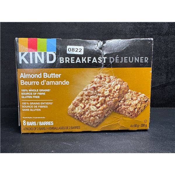Kind 4x200G Breakfast Almond Butter Bars - 4 Packs with 2 in Each - New