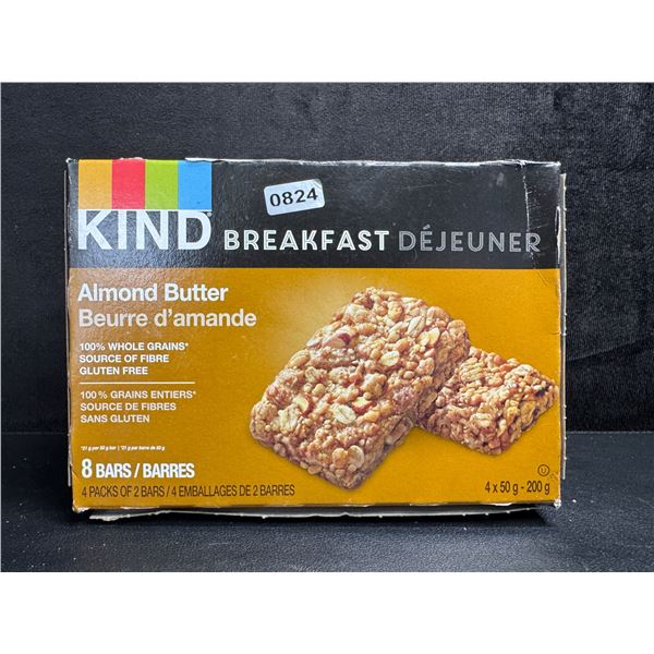 Kind 4x200G Breakfast Almond Butter Bars - 4 Packs with 2 in Each - New