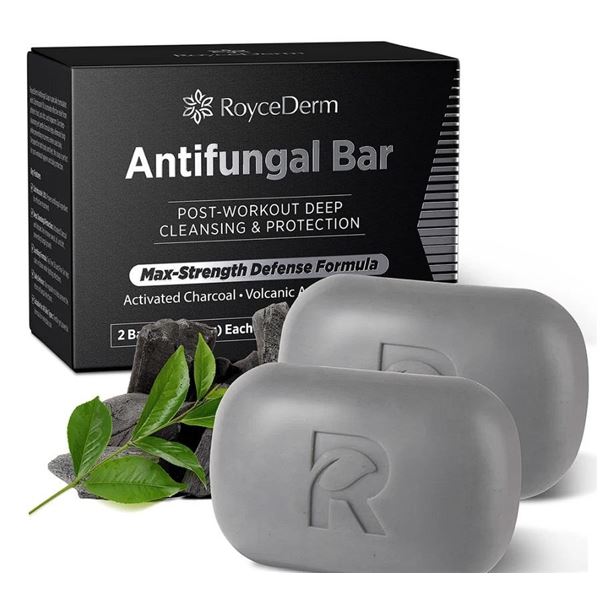 2 Boxes (4 Bars) RoyceDerm Antifungal Bars (116g) Max Strength Post-Workout/Deep Cleansing - New
