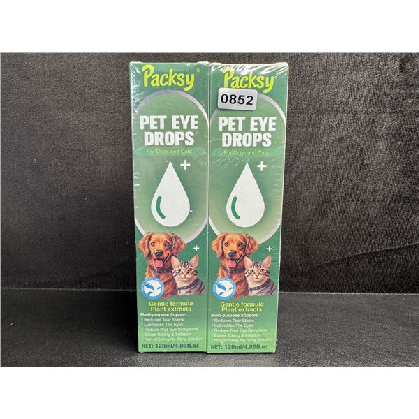 2-Pack of Packsy Pet Eye Drops for Cats and Dogs - Reduces Tear Stains and Lubricates Eyes - New