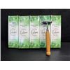 Image 1 : 5 EcoLuxe Wooden Handle Personal Reusable Razors - New