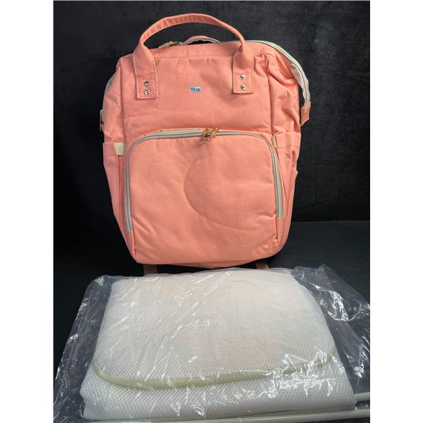 Insulated Backpack-Style Diaper Bag (Pink) w/ Change Pad/Multiple Compartments/Large Capacity - New