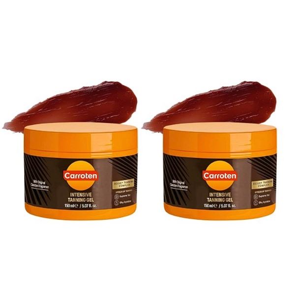 2 Tubs of Carroten Intensive Tanning Gel (150ml) Browning Indoor/Outdoor Tan Accelerator - NEW