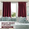 Image 6 : Miulee 2-Panels Burgundy Velvet Blackout Curtains (52" x 84") - New
